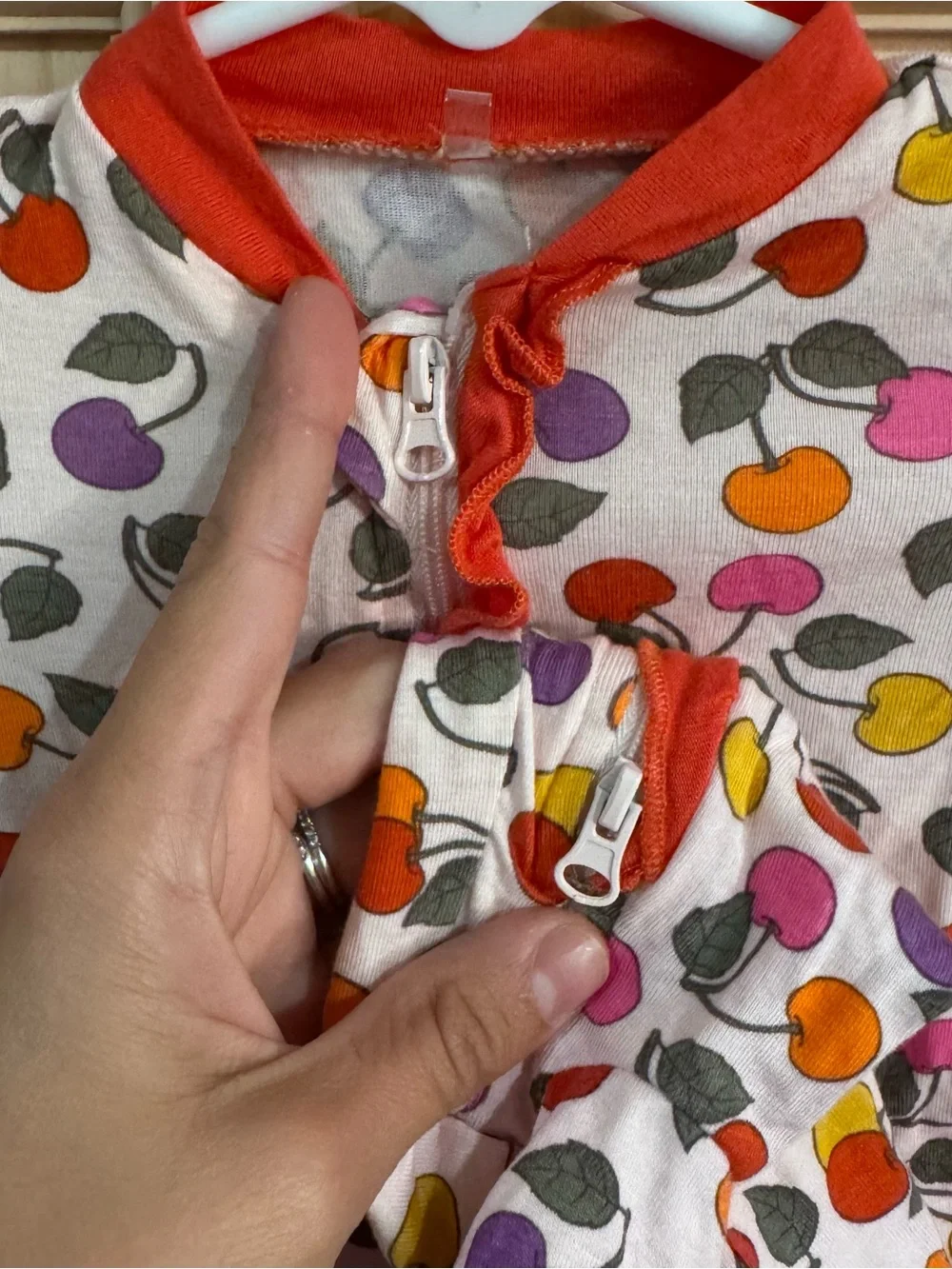 Milkberry Bamboo Fruit Cherry-Print Footed Pajama One-Piece Ruffle 0-3 months